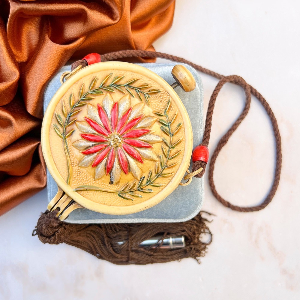 Art Deco 1920s Floral Celluloid Vintage Dance Purse